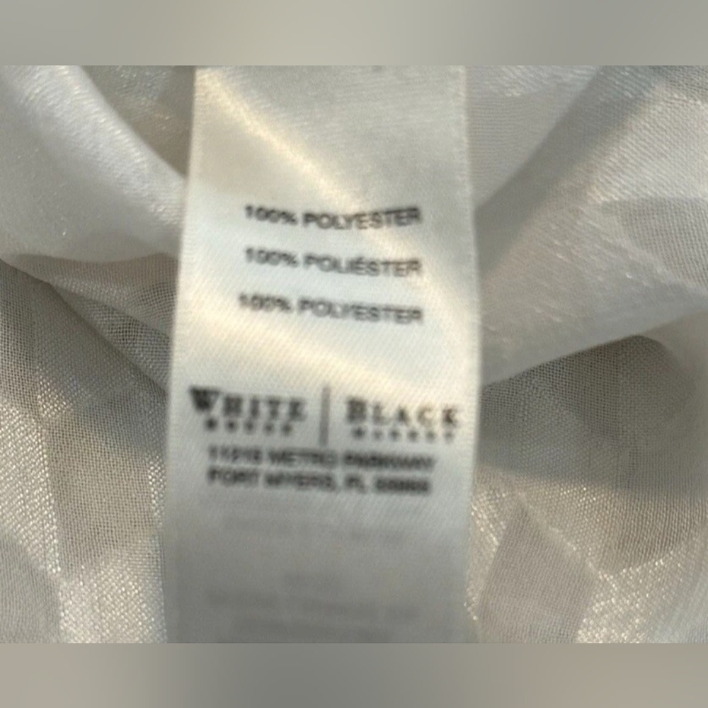 White House Black Market White Sheer Long Sleeve Blouse with Tie Detail Size M - Picture 8 of 9